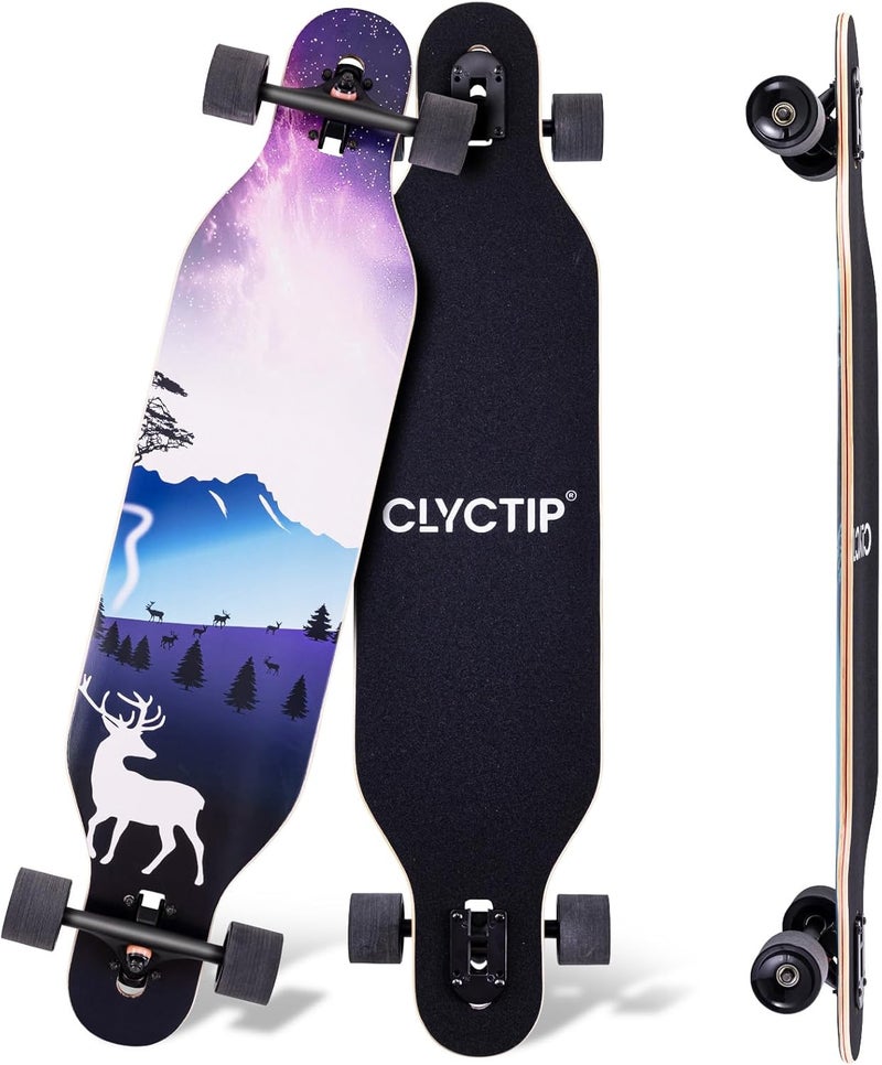 CLYCTIP 41 Inch Longboard Skateboard,9-Ply Maple,ABEC-11 Bearings,Complete Skateboard for Cruising, Carving, Downhill and Free-Style - Image 1